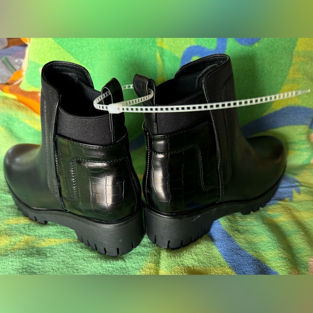 Fashion Platform Ankle Boots Sole Slip On Combat NEW